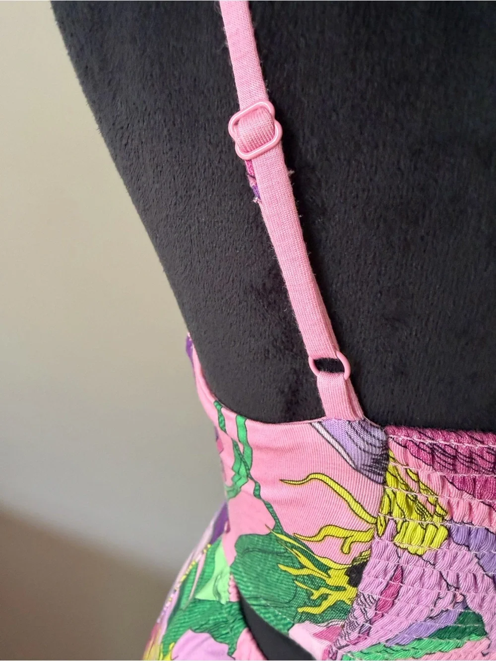 Express Pink Floral Spaghettie Strap Maxi Dress with Purple & Green Print XSmall
